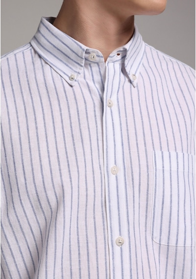 Colin's Colins Regular Fit Shirt Neck Çizgili Erkek Lacivert Uzun Kol Gömlek Cl1080091 Q1.v2 Nav