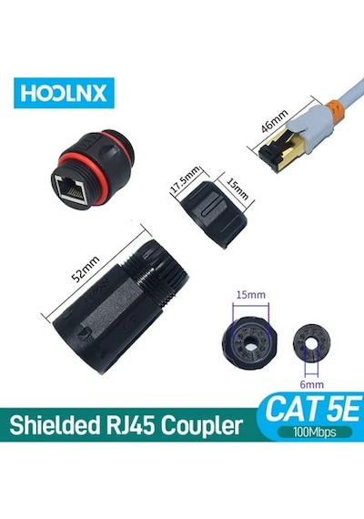 Dış Mekan Ip68 Rj45 Patch Kablo Bağlantısı Konnektörü,cat6 Toz Ve Su Geçirmez 2xrj45 Soket 1 Adet