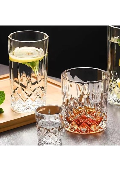 İçme Bardakları, 8 Parça Kristal Cam Bardaklar, Karışık Züccaciye Seti, 4 Adet Kristal Eski Moda 325 Ml Highball Diğer