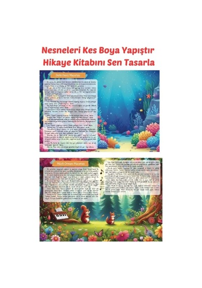 Kes Boya Yapıştır Hikayeyi Sen Renklendir - Tik - Kes Yapıştır Etkinlik Kitabı