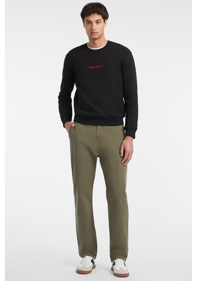 Guess Erkek Gj Cn Önde Logo Sweatshirt - Siyah Siyah