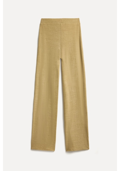 Mudo Kadın Kadın Bej Rengi Beli Lastikli Wide Leg Triko Pantolon 1271998 Koyu Bej