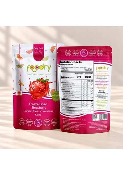 Foodry Dondurularak Kurutulmuş Çıtır Çilek Dilimleri 2 x 17 G