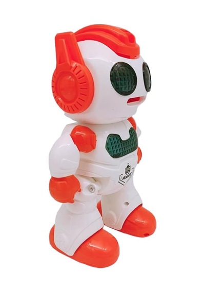 Uzaktan Kumandalı Disk Atan Akıllı Oyuncak Robot Işıklı Müzikli Dansçı Robot - Turuncu