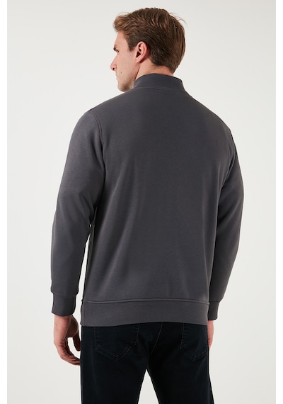 Buratti Pamuklu Regular Fit Yarım Fermuarlı Dik Yaka Erkek Sweat 59052592 Antrasit