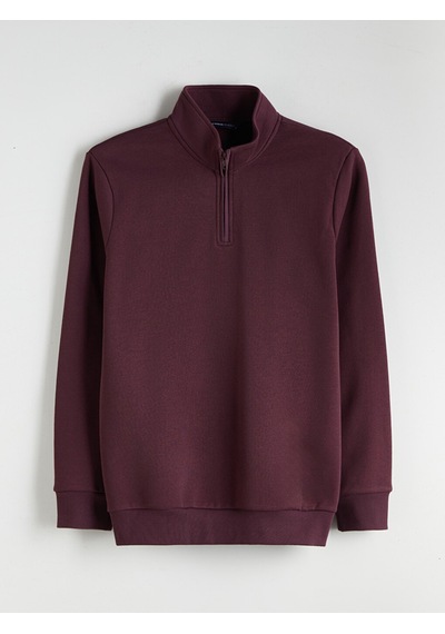 Lcwaıkıkı Classic Mürdüm Dik Yaka Uzun Kollu Erkek Kalın Sweatshirt