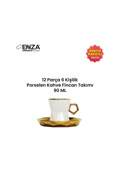 Beyrut 6 Lı Porselen Kahve Fincanı Takımı Beyaz