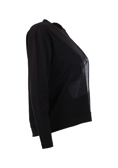 On Kadın Oversize Uzun Kol Minimalist Bluz - Günlük Stil Siyah
