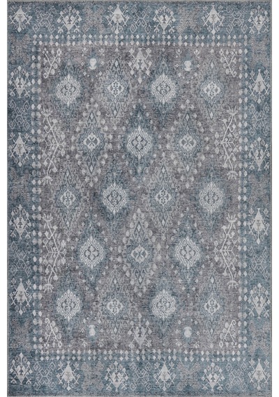 Artloop Stonart Eskitme Vintage Desenli Yeşil Otantik Yıkanabilir Şönil Halı Al 466