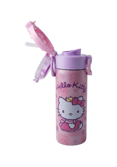 Hello Kitty Çift Fonksiyon Kapaklı Çelik Matara 600ml 3834 Çok Renkli