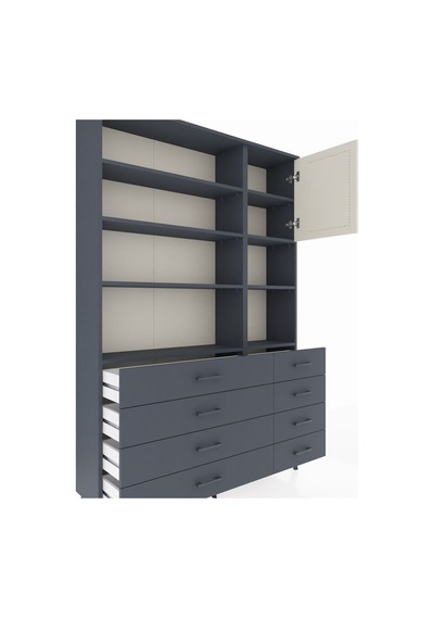 Arges Dolap 8 Raflı 8 Çekmeceli Tek Kapaklı 132x30x195 Antrasit-aytaşı/antrasit Aytası/antrasıt Arges Dolap 8 Raflı 8 Çekmeceli Tek Kapaklı 132x30x195 Antrasit-aytaşı/antrasit Aytası/antrasıt