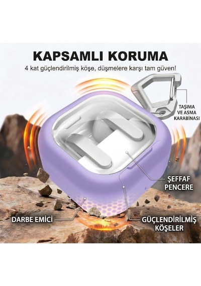 Lilac-frame Samsung Galaxy Buds4 Pro/buds 4 İçin Kılıf Fonksiyonel Stantlı Tasarım Kulaklık