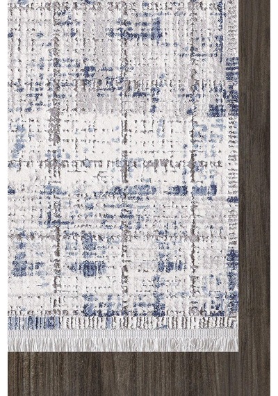 Artemis Halı Samoa 02377c Krem Mavi Çizgi Desenli Halı