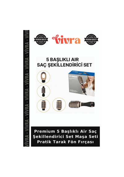 Premium 5 Başlıklı Air Saç Şekillendirici Set Maşa Seti Pratik Tarak Fön Fırçası