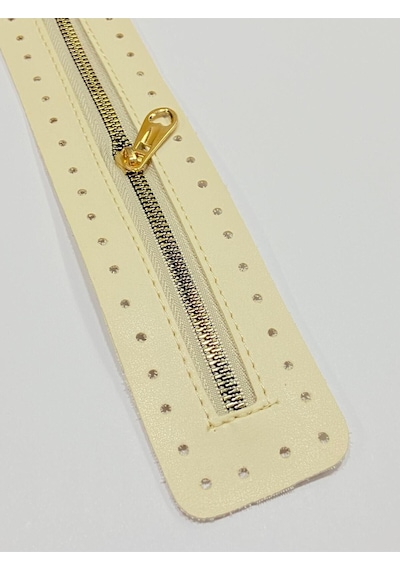 Karantuhafiye Derili Fermuar / Çanta Fermuarı / Kapak Fermuar 30 Cm Krem Krem