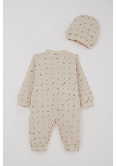 Breeze Erkek Bebek Tulum Desenli 0-6 Ay, Bej Bej