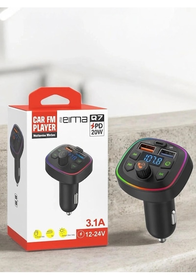 Eıma Q7 Bluetooth Araç Fm Transmitter Mp3 Çalar Type-c Pd 20w Hızlı Şarj