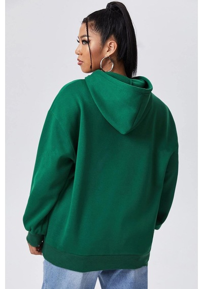 Uyguntarz California Baskılı Oversize Sweatshirt Yeşil