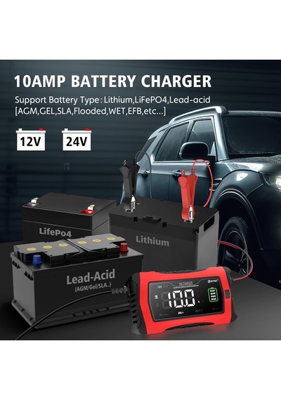 Tr Akü Şarj Cihazı 10-amp 12v Ve 24v Akıllı Araç, Damlama Şarj, Maintainer Ve Desulfator - Lityum, Lifepo4, Kurş