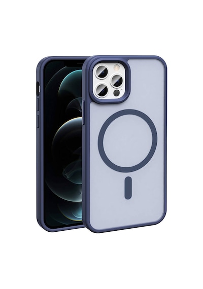 Zore İphone 12 Pro Kılıf Magsafe Şarj Özellikli Mat Arka Yüzey Nvth Sio Kapak-lacivert