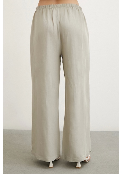 Never More Beli Lastikli Bol Paça Pantolon Haki Haki