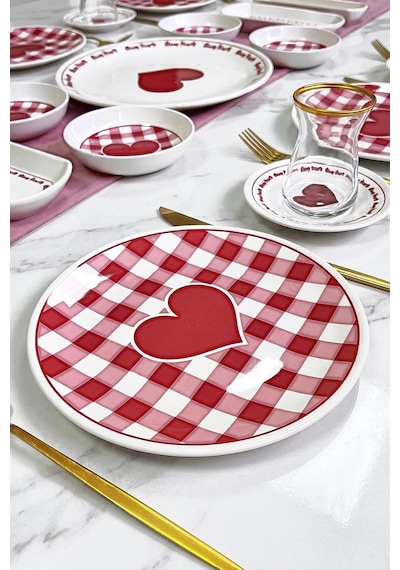 Tr Pınk Heart 21 Parça 6 Kişilik Lüx Kahvaltı Takımı, Kahvaltı Seti Genel