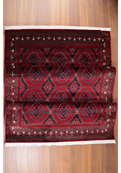 Nakış Serisi Kırmızı Zeminli Geometrik Motifli Şık Salon Halısı Af316 Red Çok Renkli