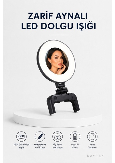Aynalı Şarjlı Ring Light Telefon İçin Klipsli Led Selfie Işığı