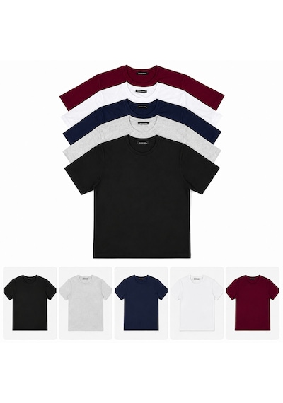 Fabio Cassani Classics Men Relaxed Fit Basic Kısa Kol Tişört 5'li Siyah-laci-beyaz-gri-bordo Karışık-çok Renkli Fabio Cassani Classics Men Relaxed Fit Basic Kısa Kol Tişört 5'li Siyah-laci-beyaz-gri-bordo Karışık-çok Renkli