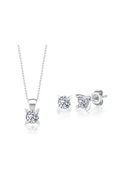 1.50 Karat Mia Zirconia Markiz Esinti Ikili Tektaş Gümüş Set