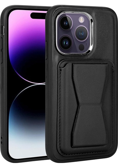 Apple Uyumlu iPhone 14 Pro Max Kılıf Kartlıklı Standlı Deri Memo Kapak