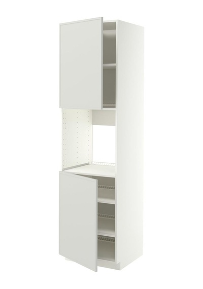 Fırın Boy Dolabı, Aspudden Açık Gri, 60x60x220 Cm, 2 Kapaklı Ve 3 Raflı Fırın Boy Dolabı, Aspudden Açık Gri, 60x60x220 Cm, 2 Kapaklı Ve 3 Raflı