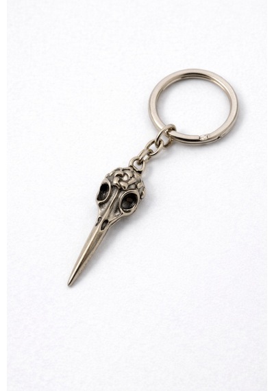 Raven Beak Kuş Figürlü Eskitme Gümüş Renk Metal Anahtarlık