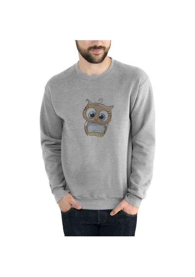 Gömlek Kahverengi Baykuş Illüstrasyon Baykuş Baskılı Erkek Sweat