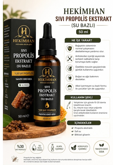 Hekimhan Su Bazlı Sıvı Propolis Ekstrakt 50 ML