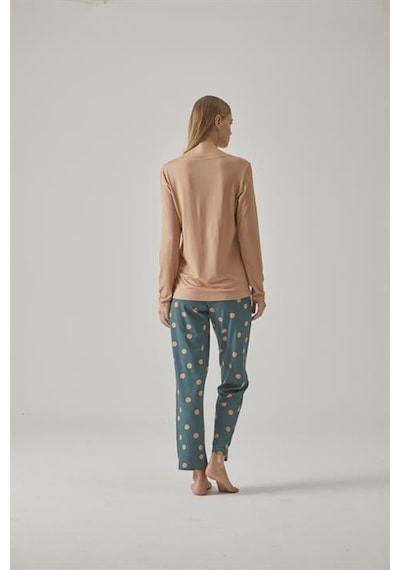 Relax Mode Kadın V Yaka Pijama Takım - 10775 Renkli