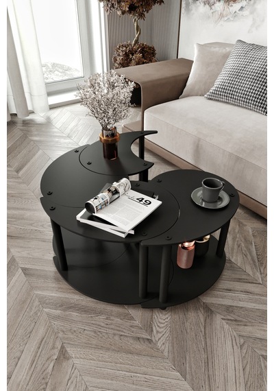Yin Yang Unıty Serenıty Orta Sehpa 4 Lü Siyah 70 Cm Siyah