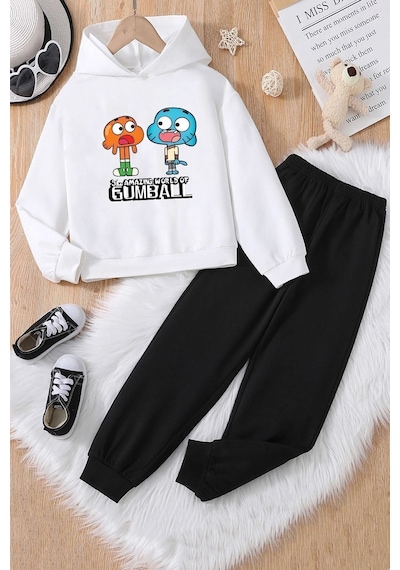 Uyguntarz Çocuk Gumball Eşofman Takımı Beyaz