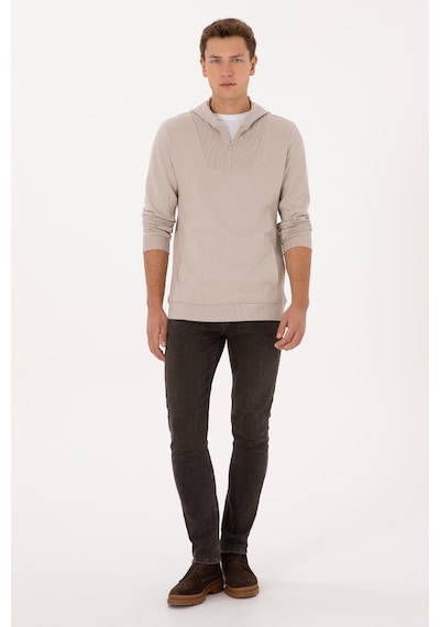 U.S. Polo Assn. Erkek Regular Fit Yarım Fermuarlı Kapüşonlu Taş Sweatshirt 50316391-VR049 U.S. Polo Assn. Erkek Regular Fit Yarım Fermuarlı Kapüşonlu Taş Sweatshirt 50316391-VR049