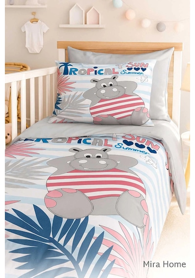 Yenidoğan Erkek Bebek Nevresim Takımı %100 Pamuklu Tropical Summer Çok Renkli