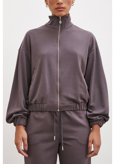 Never More Fermuarlı Sweatshirt Kahve Kahve