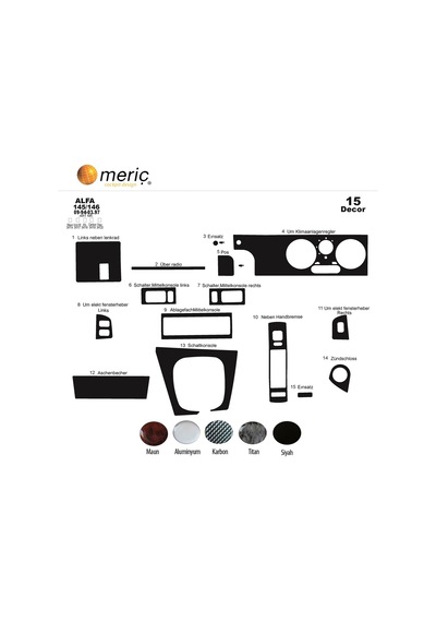 Meriç® Alfa 145/146 Ön Torpido Kaplama 15 Parça 1994-1997 (530155799)