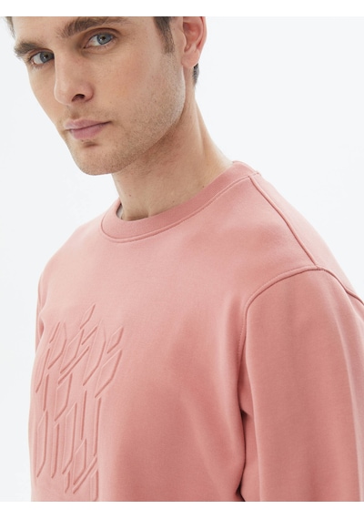 Kip Pembe Bisiklet Yaka Baskılı Sweatshırt Çok Renkli