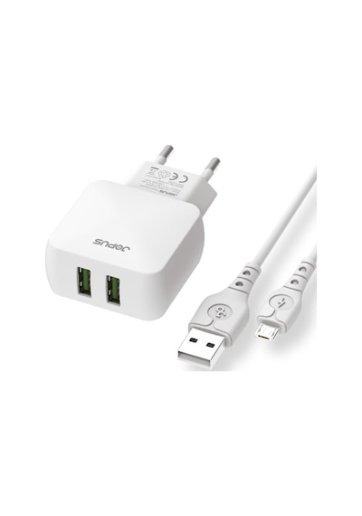 Jopus Universal Micro Sarj Seti JO-DU01 Dualm 2in1  2,4 A Beyaz