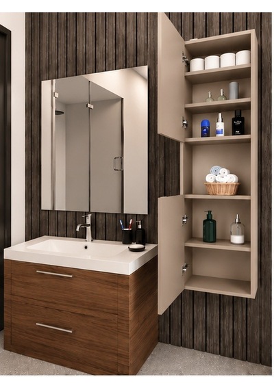 Lisa Banyo Dolabı Duvara Monte Raflı Mdf Krem