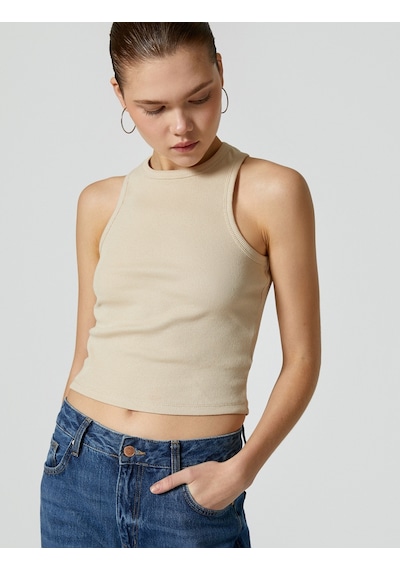 Koton Basic Halter Yaka Atlet Ribanalı Pamuklu Kahverengi 4sal30065ık 4SAL30065IK547