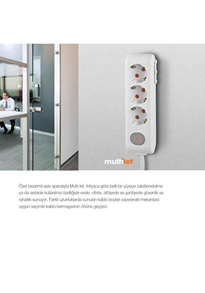 Multi-let 3lü Topraklı Kablolu Ç.k 5mt Priz, Beyaz 0