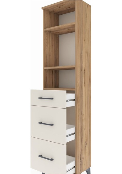 Arges Dolap 3 Raflı 3 Çekmeceli 44x30x182 Çam-aytaşı Çam