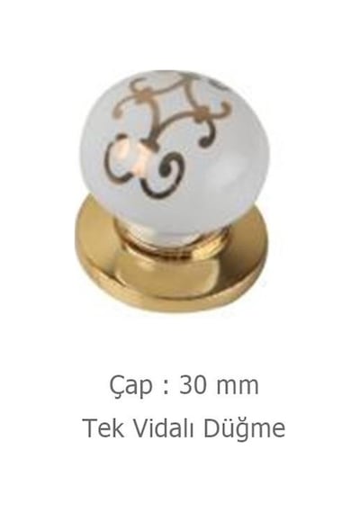 5 Adet Tomurcuk Porselen Düğme Mobilya Kulp Altın Yaldız Desen