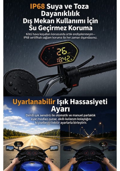 Motor Araba Tekne Bisiklet Scooter İçin Digital Hız Göstergesi Saat Göstergesi Hayalet Ekran